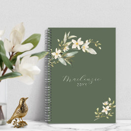Elegant Green Wildflower Greenery Botanical Planner