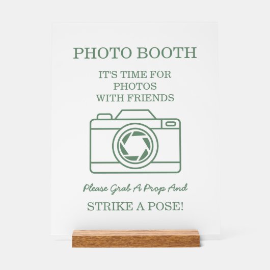 Elegant Green Winter Botanical Wreath Photo Booth  Acryl Bord (Voorkant)