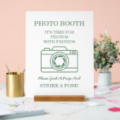 Elegant Green Winter Botanical Wreath Photo Booth  Acryl Bord (Huwelijk)