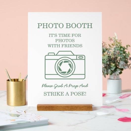 Elegant Green Winter Botanical Wreath Photo Booth  Acryl Bord (Huwelijk)