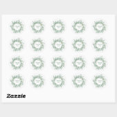 Elegant Green Winter Botanical Wreath Wedding Ronde Sticker (Vel)