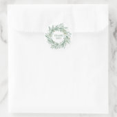 Elegant Green Winter Botanical Wreath Wedding Ronde Sticker (Tas)