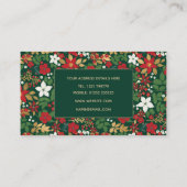 Elegant Green Winter Red White Gold Floral Pattern Visitekaartje (Achterkant)
