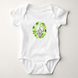Elegant Green Wreater Monogram Elephant Romper