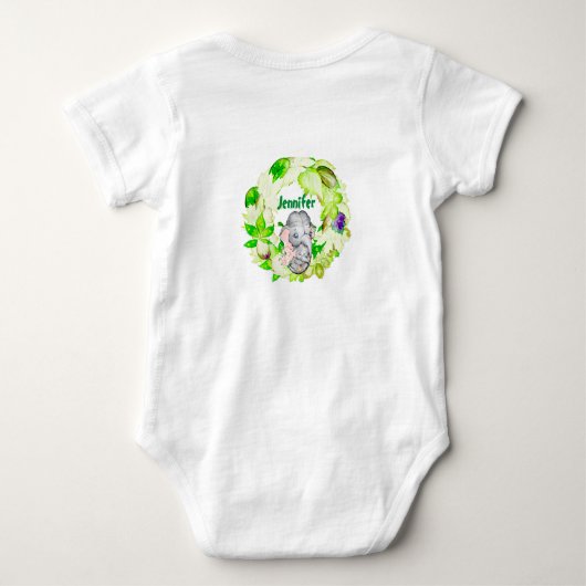 Elegant Green Wreater Monogram Elephant Romper (Achterkant)