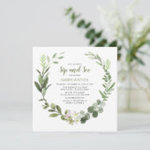Elegant Green Wreath Sip en zie party Kaart (Staand voorkant)