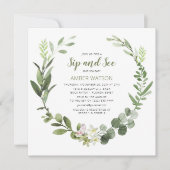 Elegant Green Wreath Sip en zie party Kaart (Voorkant)