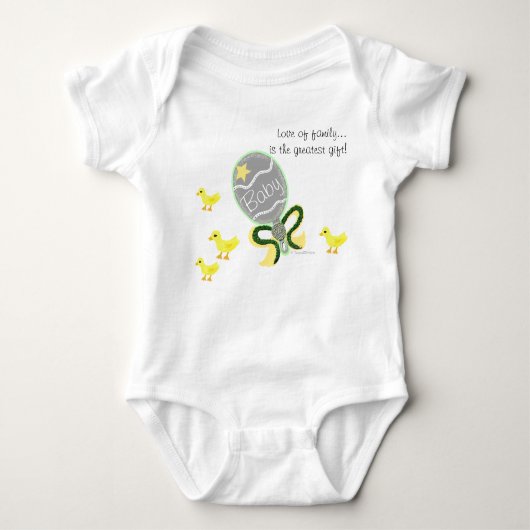 Elegant Green Yellow Baby Rattle Ziekenhuisnaam Romper (Voorkant)