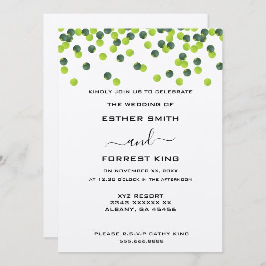 Elegant Green Yellow Polka Dot Design Weddenschap Kaart (Voorkant / Achterkant)