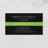Elegant Green Zebra Monogram Visitekaartjes (Achterkant)