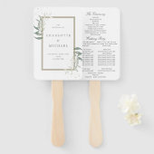 elegant greenersage vertrekt trouwprogramma handwaaier (Voorkant en achterkant)