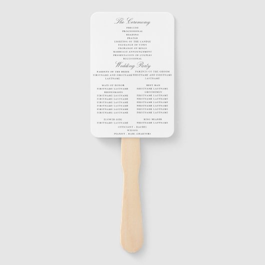 elegant greenersage vertrekt trouwprogramma handwaaier (Achterkant)