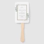 elegant greenersage vertrekt trouwprogramma handwaaier (Voorkant)