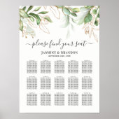 Elegant Greenery 15 Tabel Wedding Seating Chart Poster (Voorkant)