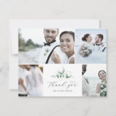Elegant Greenery 4 Photo Collage Wedding Bedankkaart (Voorkant)