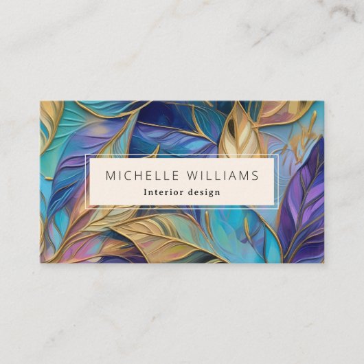 Elegant Greenery Abstract Leaf Visitekaartje (Voorkant)
