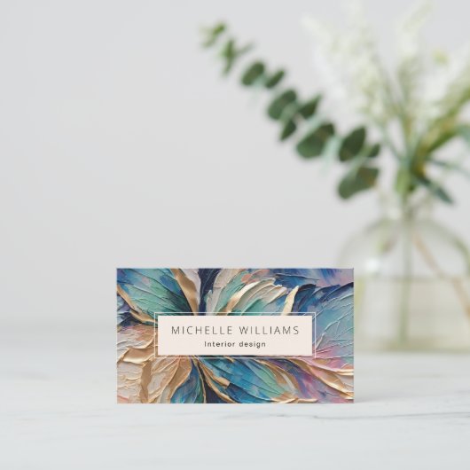 Elegant Greenery Abstract Leaf Visitekaartje (Staand voorkant)