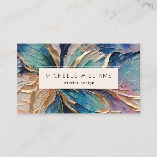 Elegant Greenery Abstract Leaf Visitekaartje (Voorkant)
