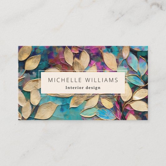 Elegant Greenery Abstract Leaf Visitekaartje (Voorkant)