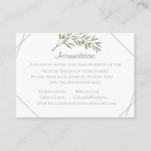 Elegant Greenery Accommodatie Card