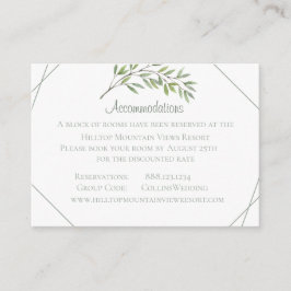 Elegant Greenery Accommodatie Card Informatiekaartje