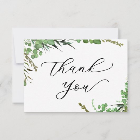 Elegant Greenery Afstuderen Dank u kaart (Voorkant)