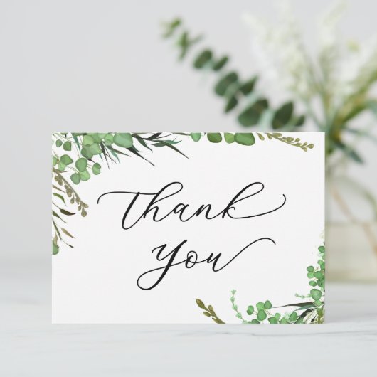 Elegant Greenery Afstuderen Dank u kaart (Staand voorkant)