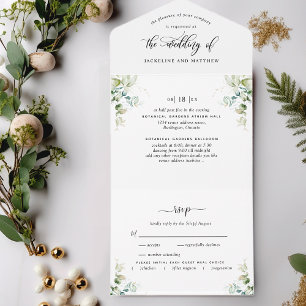 Elegant Greenery All in One Wedding Invite All In One Uitnodiging