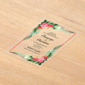 Elegant Greenery and Floral Christmas  Acryl Uitnodigingen (Laagn)