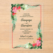 Elegant Greenery and Floral Christmas  Acryl Uitnodigingen (Voorkant)