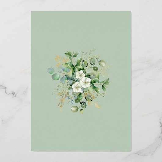 Elegant Greenery and Wedding Dress Vrijgezellenfee Folie Uitnodiging (Achterkant)