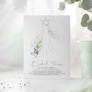 Elegant Greenery and Wedding Dress Vrijgezellenfee Kaart