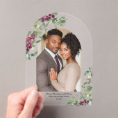 Elegant Greenery Arch Kerstfoto Vakantie Kaart Acryl Uitnodigingen (Insitu (Draagbaar))
