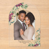 Elegant Greenery Arch Kerstfoto Vakantie Kaart Acryl Uitnodigingen (Voorkant)