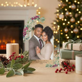 Elegant Greenery Arch Kerstfoto Vakantie Kaart Acryl Uitnodigingen