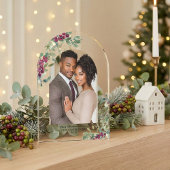Elegant Greenery Arch Kerstfoto Vakantie Kaart Acryl Uitnodigingen
