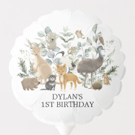 Elegant Greenery Australian Animals Baby Birthday Ballon