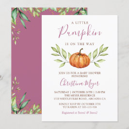 Elegant Greenery Autumn Pumpkin Baby shower Kaart
