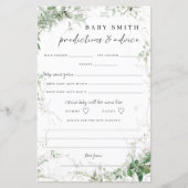 Elegant Greenery Baby shower Advice Cards (Voorkant)