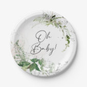 Elegant Greenery Baby shower Borden Papieren Bordje (Voorkant)