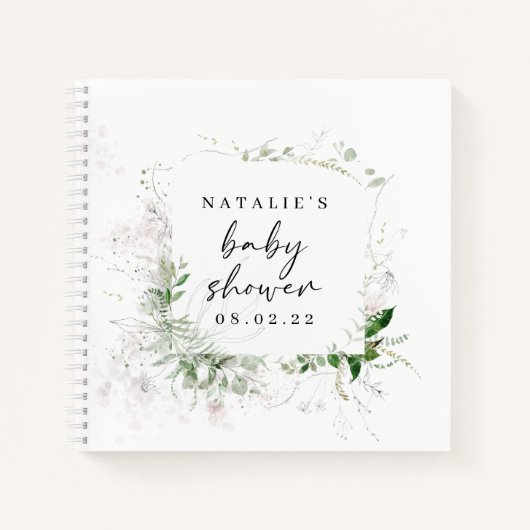 Elegant Greenery Baby shower Guest Book Notitieboek (Voorkant)