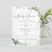 Elegant Greenery Baby shower Invitation Kaart (Staand voorkant)