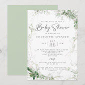 Elegant Greenery Baby shower Invitation Kaart (Voorkant / Achterkant)