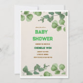 Elegant Greenery Baby shower Invitation Kaart (Voorkant)