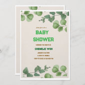 Elegant Greenery Baby shower Invitation Kaart (Voorkant / Achterkant)