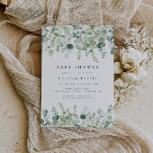 Elegant Greenery Baby shower Invitation Kaart