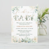 Elegant Greenery Baby shower Invitation Kaart (Staand voorkant)