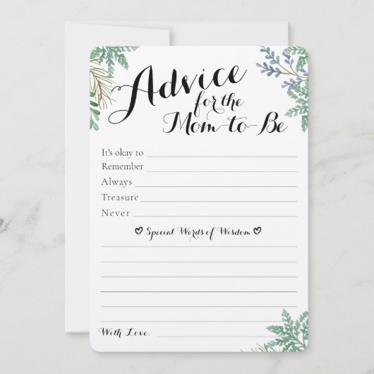 Elegant Greenery Baby shower Predictions & Advice (Voorkant)