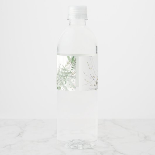 Elegant Greenery Baby shower Water Fles Labels Waterfles Etiket (Achterkant)