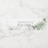 Elegant Greenery Baby shower Water Fles Labels Waterfles Etiket (Enkel label)